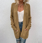 Damen Grobstrick-Cardigan mit großen Taschen und strukturiertem Design EB