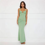 Damen Elegantes Maxikleid mit Halterneck und figurbetontem Design EB