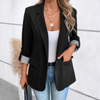 Damen Elegante Blazerjacke mit modischen Streifenärmeln EB
