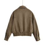 Damen Kunstleder Blousonjacke mit praktischen Taschen und elastischem Saum EB