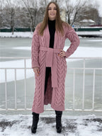 Damen Grobstrickmantel mit offenem Schnitt und praktischen Taschen EB
