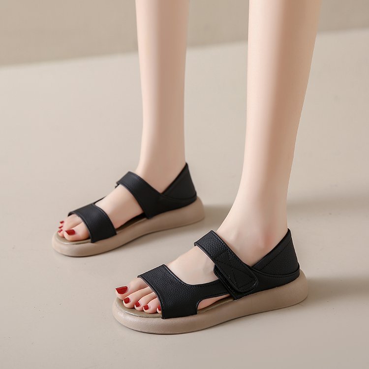 Damen bequeme Riemensandalen mit verstellbarem Klettverschluss EB