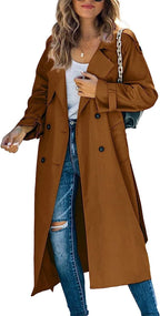 Damen Eleganter Trenchcoat im Oversize-Stil mit Taillengürtel EB
