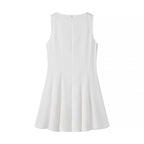 Damen ärmelloses Sommerkleid mit hohem Schnitt und elegantem Saum EB