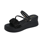 Damen bequeme Wedgesandalen mit modischem Rüschendetail EB