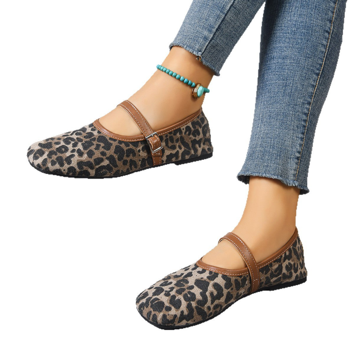 Damen Bequeme Ballerinas mit dekorativem Riemen EB