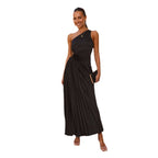 Damen Elegantes Maxikleid mit schrägem Ausschnitt und stilvollen Falten EB