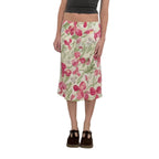 Damen nan ausgestellter Midirock mit floralem Aquarelldruck und hoher Taille EB