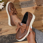 Damen Loafers mit dekorativem Schleifen-Design und rutschfester Sohle EB
