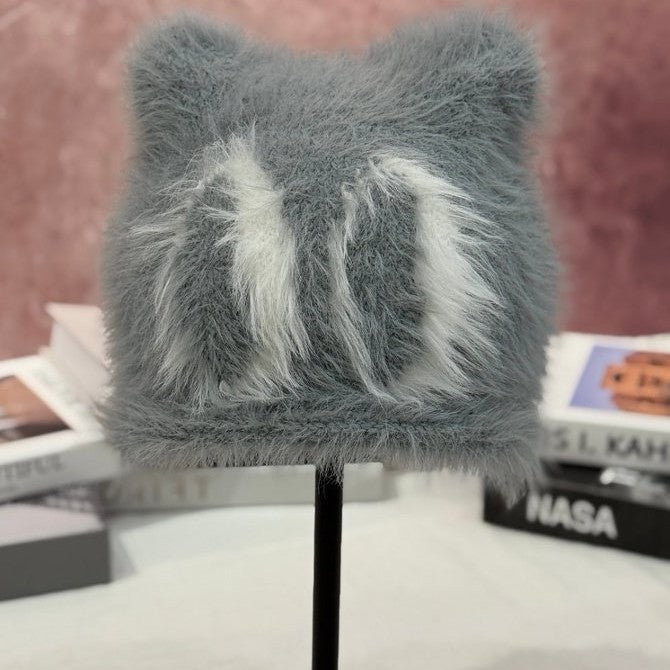 Gemütliche Kunstfell-Mütze mit Katzenohren