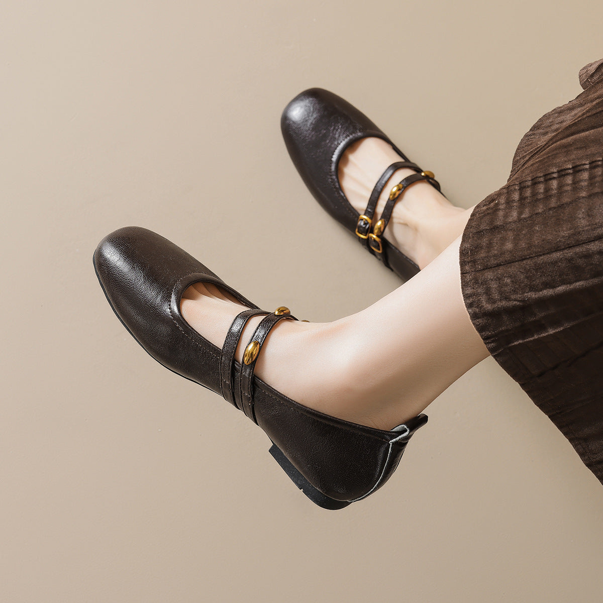 Damen Ballerinas mit eleganten doppelten Riemen und praktischen Schnallen EB