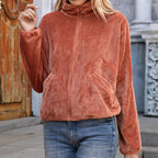 Damen Fleecejacke mit hohem Kragen und praktischen Taschen EB