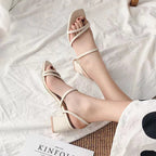 Damen Blockabsatz Sandalen mit modischem Riemendesign EB