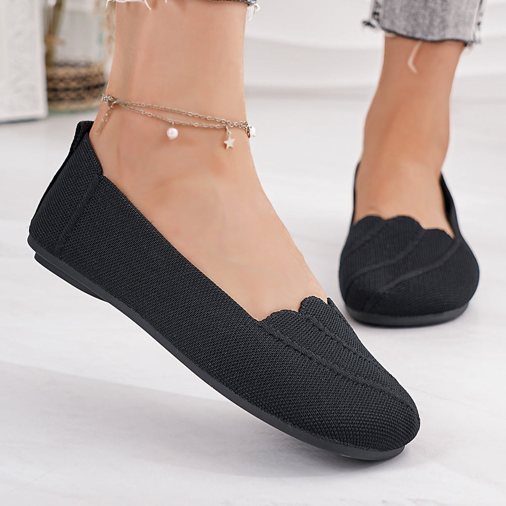 Damen bequeme Ballerinas mit elegantem Ziersaum EB