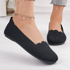 Damen bequeme Ballerinas mit elegantem Ziersaum EB