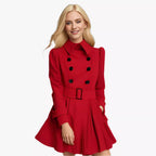 Damen moderner Trenchcoat mit tailliertem Schnitt und Doppelknöpfen EB