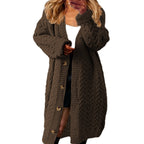 Damen Grobstrick Cardigan mit Knopfdetails und strukturiertem Muster EB