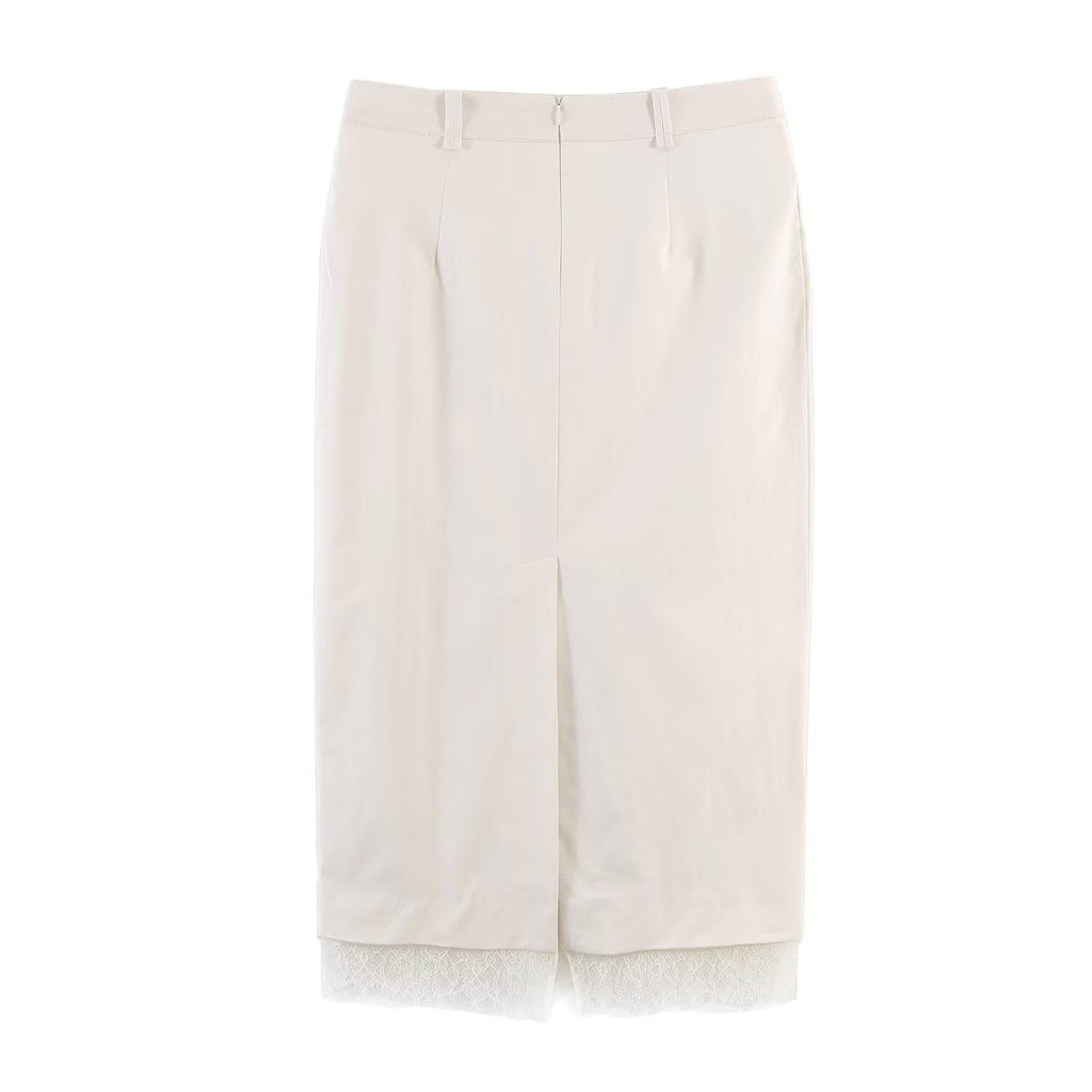 Damen Bleistiftrock mit feiner Spitze und elegantem Bund EB