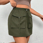 Damen Minirock mit praktischen Taschen und verstellbarem Taillenbund EB