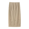 Damen eleganter Midirock mit floralen Applikationen EB