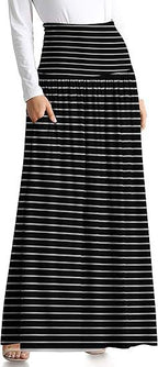 Damen Maxi-Rock mit elastischem Bund und Taschen EB