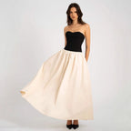 Damen Elegantes Maxikleid mit herzförmigem Ausschnitt und geschmeidigem Rock EB