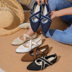 Damen elegante Flachschuhe mit überkreuztem Riemendesign EB
