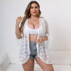 Damen Eleganter Spitzen-Strandüberwurf EB