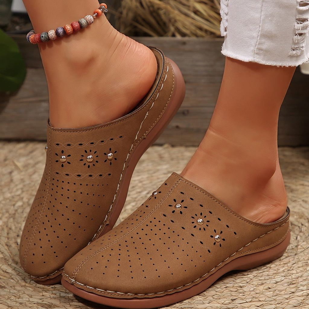 Damen Clogs mit floralem Muster und dekorativen Akzenten EB