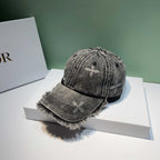 Unisex Distressed Denim Frayed Cap