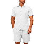 Kurzarm-Hemd und Bermudashorts Set mit Webstruktur