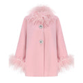 Damen Elegante Kunstpelzjacke mit glamourösen Knopfdetails EB