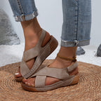 Damen Bequeme Sandalen mit Cross-Over-Riemen und Komfortsohle EB