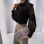 Damen Elegante Bluse mit kunstvollen Spitzenärmeln EB