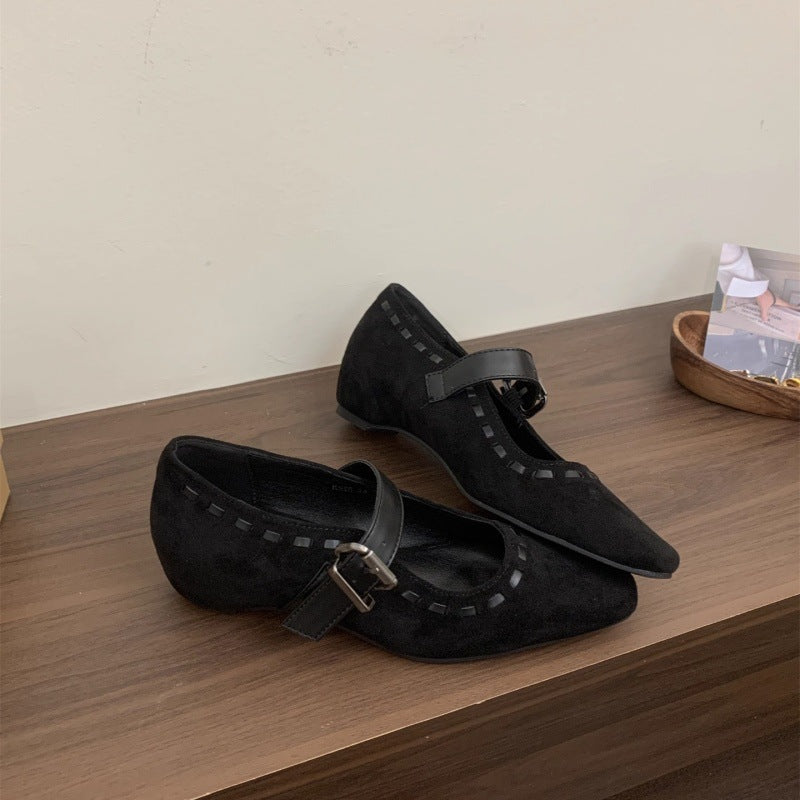 Damen Ballerinas mit modischer Schnallenapplikation und elegantem Spitzendesign EB