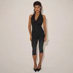 Damen Figurbetonter Jumpsuit im Polka-Dot-Design EB