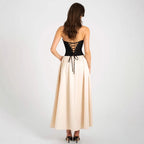 Damen Elegantes Maxikleid mit herzförmigem Ausschnitt und geschmeidigem Rock EB