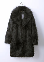 Damen Luxuriöser Kunstpelz-Mantel mit breitem Revers EB
