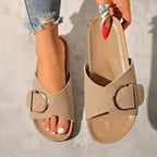 Damen bequeme Slides mit modischem Schnallen-Design EB
