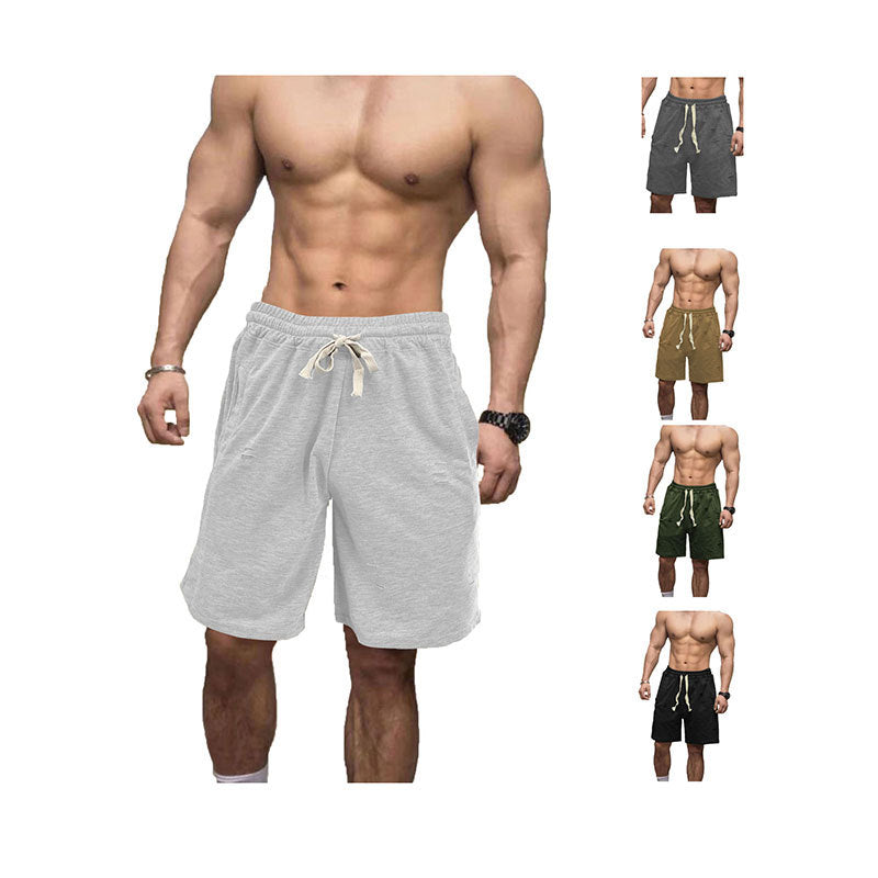 Lässige Herren-Sweatshorts mit elastischem Kordelzug, Seitentaschen und Used-Look