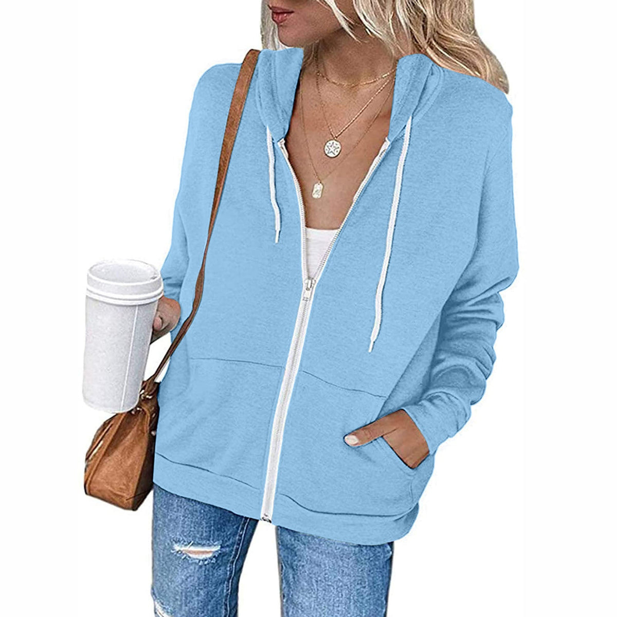 Damen Kapuzenjacke mit weichem Fleece und praktischen Taschen EB