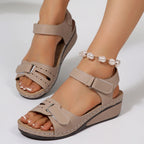 Damen Bequeme Wedge-Sandalen mit verstellbarem Riemen EB