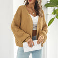 Damen Grobstrick Cardigan mit breiten Ärmeln und V-Ausschnitt EB