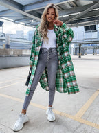 Damen Karierter Hemdblusenmantel aus weichem Baumwollmix EB