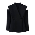 Damen elegante Blazerjacke mit modernem Schnitt und außergewöhnlichem Kragen EB