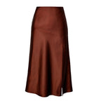 Damen eleganter Midirock aus satinierter Viskose EB