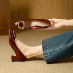 Damen Elegante Blockabsatz-Ballerinas mit funkelndem Schmuckdetail EB