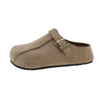 Damen bequeme Clogs aus hochwertigem Wildleder mit verstellbarem Schnallenverschluss EB