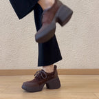 Damen bequeme Plateau-Schnürschuhe mit robustem Sohlenprofil und trendigem Design EB