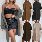 Damen Großer Strickmantel mit strukturiertem Muster und lässigem Schnitt EB